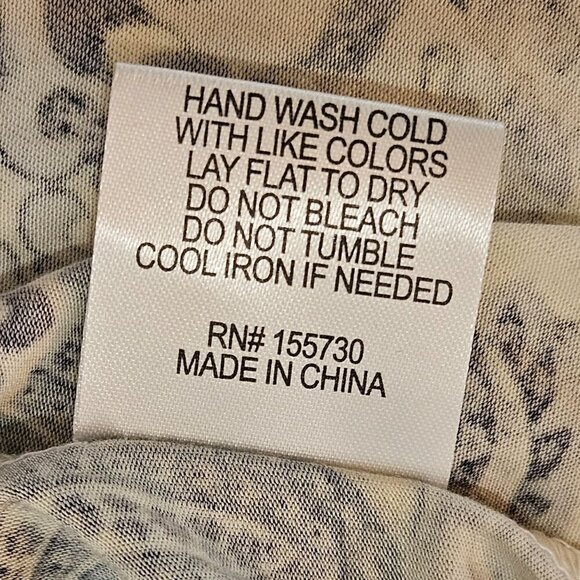 Rose + Olive Womens 1X Paisley Border Boho Print Tunic Top Blue & White - Picture 6 of 9